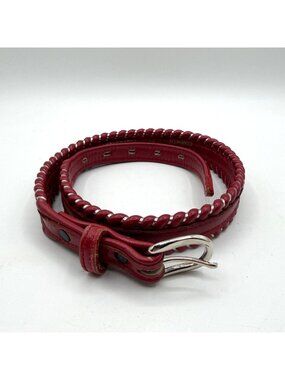 Vintage DunDee Red Full Grain Cowhide Rolled Edge Belt Size 26